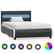 vidaXL Sängram med LED antracit konstläder 90x200 cm