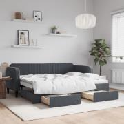 vidaXL Dagbädd utdragbar med lådor mörkgrå 80x200 cm sammet