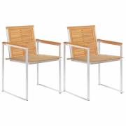 vidaXL Trädgårdsstolar 2 st med dynor massiv teak och stål