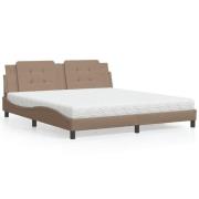 vidaXL Säng med madrass cappuccino 180x200 cm konstläder