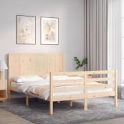 vidaXL Sängram med huvudgavel 140x200 cm massivt trä