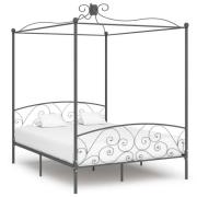 vidaXL Sänghimmel utan madrass grå metall 160x200 cm