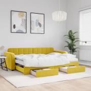 vidaXL Dagbädd utdragbar med lådor gul 80x200 cm sammet
