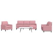 vidaXL Soffgrupp med dynor 4 delar rosa sammet