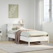 vidaXL Säng med bokhylla utan madrass vit 90x190cm massiv furu