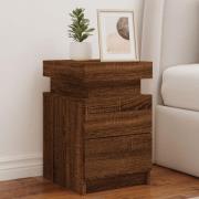 vidaXL Sängbord med LED-lampor 2 st brun ek 35x39x55 cm