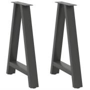 vidaXL Matbordsben A-formade 2 st antracit 50x(72-73) cm stål