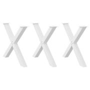 vidaXL Matbordsben X-formade 3 st vita 90x(72-73) cm stål