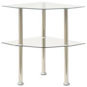 vidaXL Sidobord med 2 hyllplan genomskinligt 38x38x50 cm härdat glas