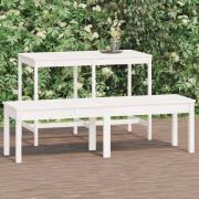 vidaXL Trädgårdsbänk 2-sits vit 159,5x44x45 cm massiv furu