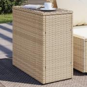 vidaXL Trädgårdsbord med glasskiva beige 58x27,5x55 cm konstrotting