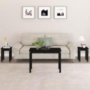 vidaXL Satsbord 3 st svart massiv furu