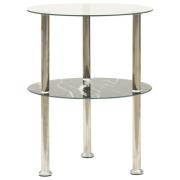 322789 vidaXL 2-Tier Side Table Transparent & Black 38 cm Tempered Gla...