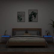 vidaXL Väggmonterade sängbord med LED-lampor 2 st betonggrå