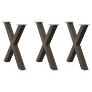 vidaXL Matbordsben X-formade 3 st naturstål 70x(72-73) cm stål