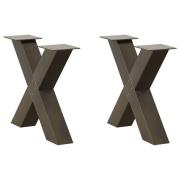 vidaXL Soffbordsben X-formade 2 st naturstål 60x(42-43) cm stål