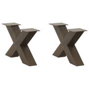 vidaXL Soffbordsben X-formade 2 st naturstål 60x(30-31) cm stål