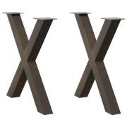vidaXL Matbordsben X-formade 2 st naturstål 80x(72-73) cm stål