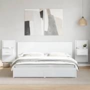 vidaXL Väggmonterade sängbord med LED-lampor 2 st vit