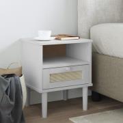 vidaXL Sängbord SENJA rottinglook vit 40x35x48 cm massiv furu