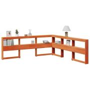 vidaXL Bokhylla sänggavel L-formad vaxbrun 180 cm massiv furu