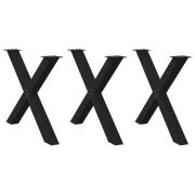 vidaXL Matbordsben X-formade 3 st svarta 90x(72-73) cm stål