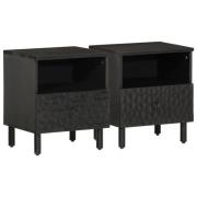vidaXL Sängbord 2 st svart 40x33x46 cm massivt mangoträ
