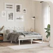 vidaXL Sängram med huvudgavel metall vit 140x190 cm