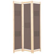 vidaXL Rumsavdelare 3 paneler 120x170x4 cm brun tyg