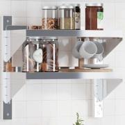 vidaXL Vägghyllor 2 nivåer 50x23,5x48 cm silver rostfritt stål