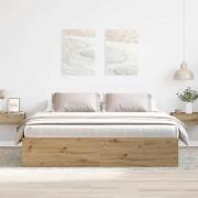 vidaXL Sängram utan madrass hantverksmässig ek 200x200cm