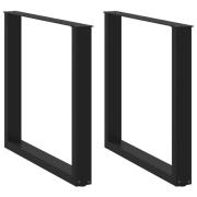 vidaXL Matbordsben U-formade 2 st svarta 80x(72-73) cm stål