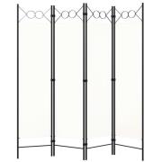 vidaXL Rumsavdelare 4 paneler vit 160x180 cm