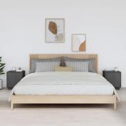 vidaXL Sängbord 2 st grå 40x34x45 cm massivt furuträ