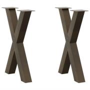vidaXL Matbordsben X-formad 2 st naturstål 60x(72-73) cm stål