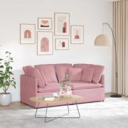 vidaXL Modulsoffa med dynor sammetsrosa