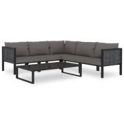 vidaXL Loungegrupp 6 delar med dynor konstrotting antracit