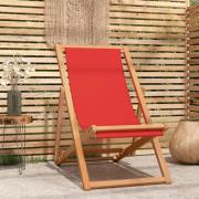 vidaXL Hopfällbar strandstol massiv teak röd
