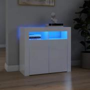 vidaXL Skänk med LED-belysning vit högglans 80x35x75 cm