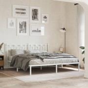 vidaXL Sängram med huvudgavel metall vit 183x213 cm