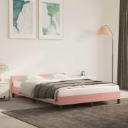 vidaXL Sängram med huvudgavel utan madrass rosa 140x200 cm sammet