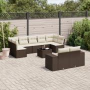 vidaXL Loungegrupp 10 delar med brun dynor konstrotting