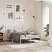 vidaXL Sängram med huvudgavel metall vit 120x200 cm
