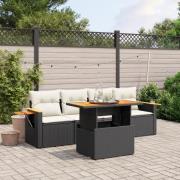 vidaXL Loungegrupp för trädgården med dynor 5 delar svart konstrotting