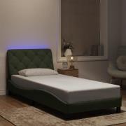vidaXL Sängram med LED-belysning ljusgrå 90x200 cm sammet
