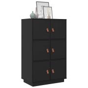 vidaXL Vitrinskåp svart 67x40x108,5 cm massiv furu
