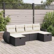 vidaXL Loungegrupp med dynor 6 delar svart konstrotting