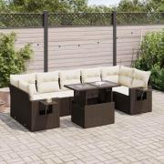 vidaXL Loungegrupp för trädgården med dynor 8 delar brun konstrotting