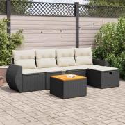 vidaXL Loungegrupp med dynor 6 delar svart konstrotting