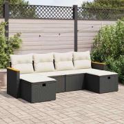 vidaXL Loungegrupp med dynor 6 delar svart konstrotting